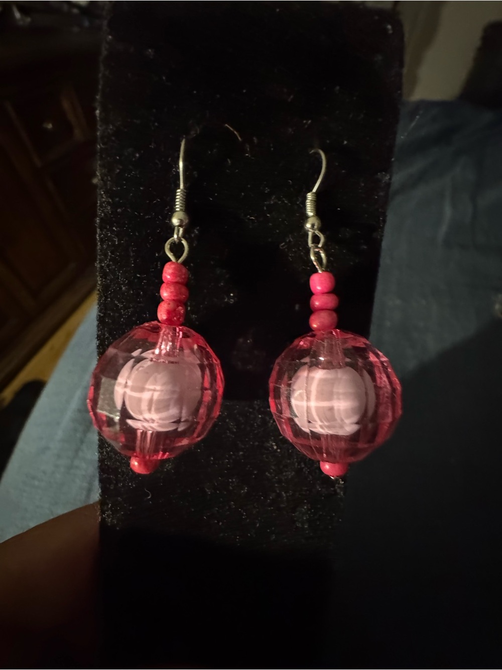 Pink Beaded Drop Earrings - Women Jewelry